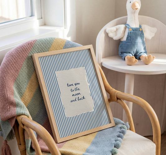 Love You to the Moon Vintage Stripe Print | Digital Download