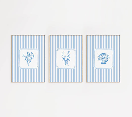 Coastal Art Set of 3 Prints | Digital Download