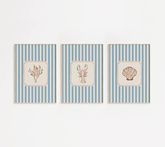 Coastal Art Set of 3 Prints | Digital Download