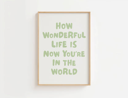 How Wonderful Life Is Nursery Quote Print | Digital Download