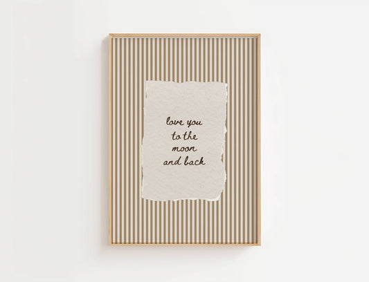 Love You to the Moon Vintage Stripe Print | Digital Download