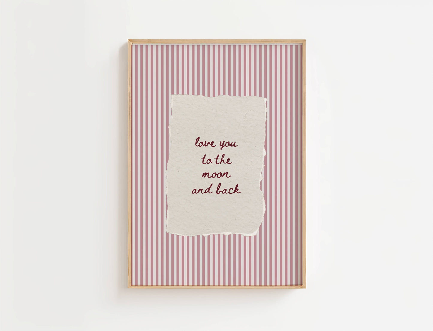 Love You to the Moon Vintage Stripe Print | Digital Download