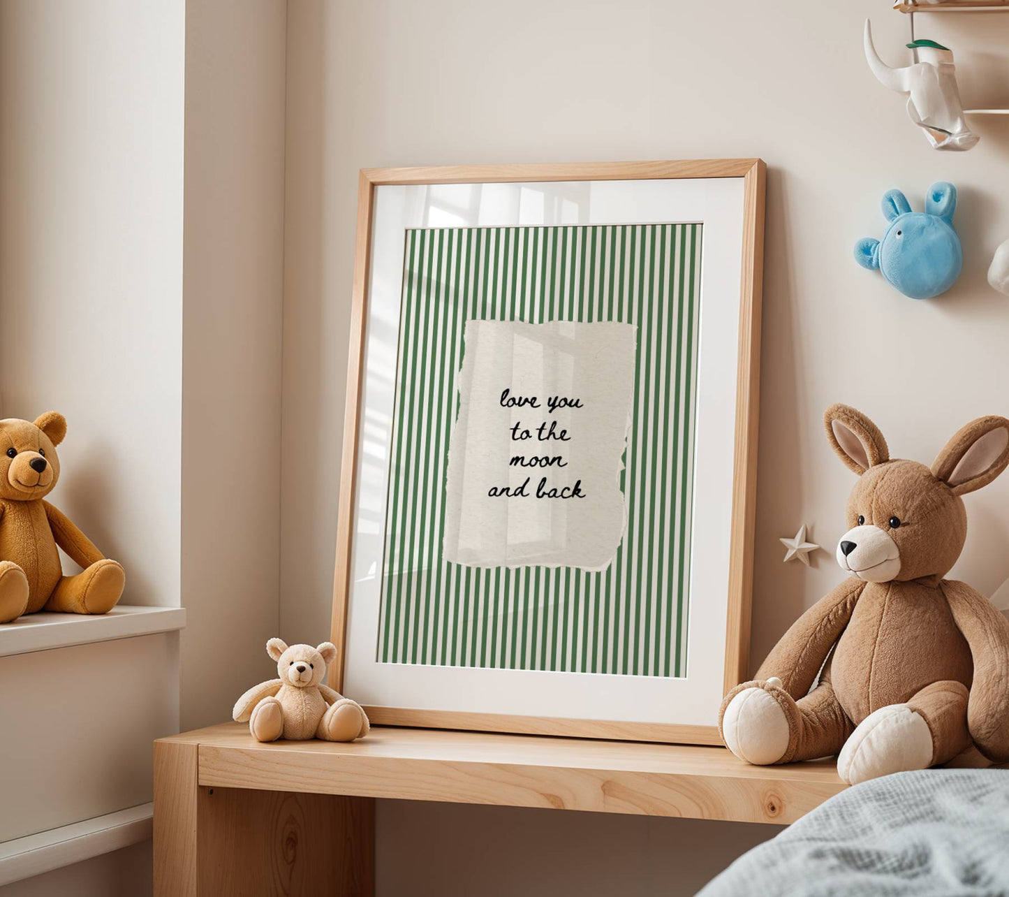 Love You to the Moon Vintage Stripe Print | Digital Download