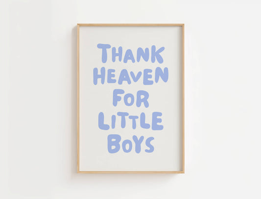 Thank Heaven For Little Boys Nursery Print | Digital Download
