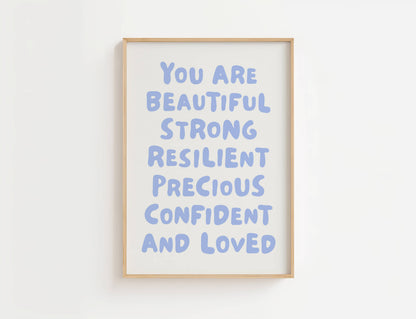 You Are Beautiful Affirmation Quote Print | Digital Download