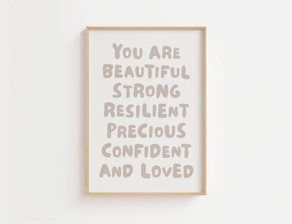 You Are Beautiful Affirmation Quote Print | Digital Download