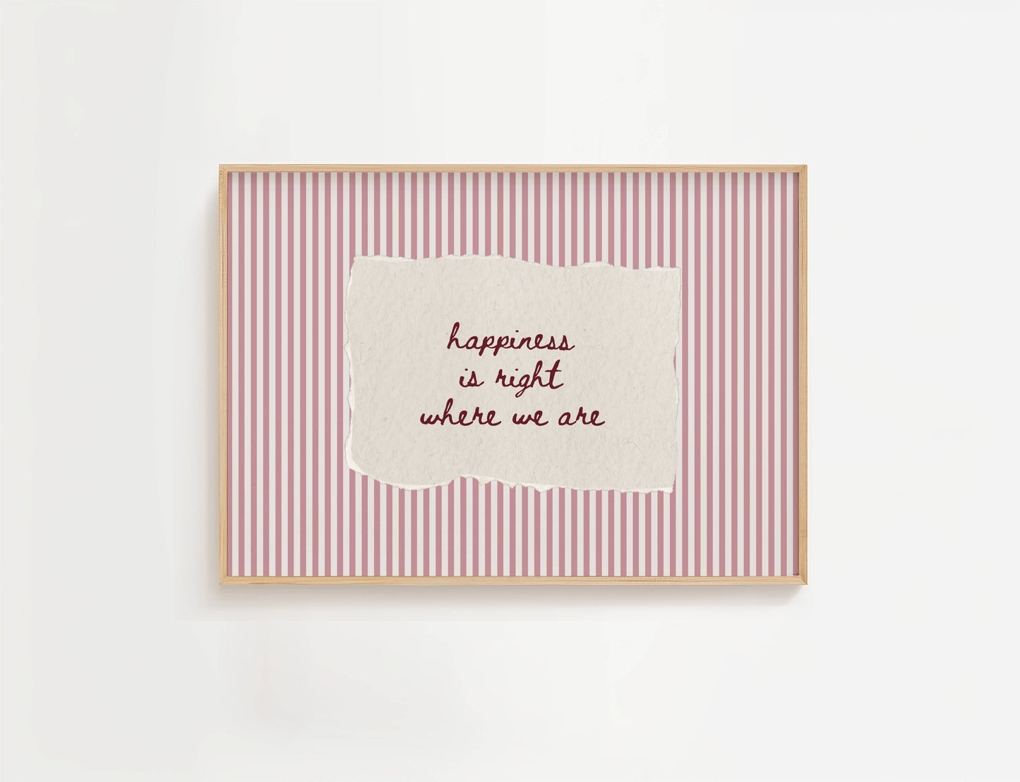 Happiness Is Right Where We Are Vintage Stripe Print | Digital Download