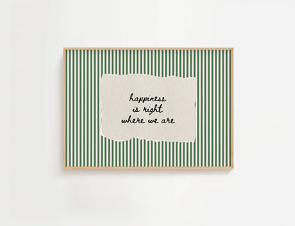 Happiness Is Right Where We Are Vintage Stripe Print | Digital Download