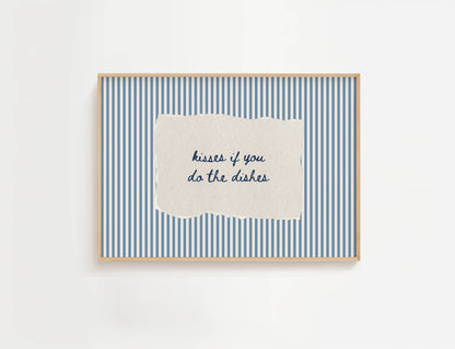 Kisses If You Do The Dishes Vintage Print | Digital Download