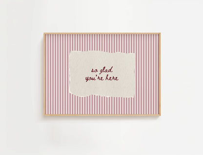 So Glad You're Here Vintage Stripe Print | Digital Download