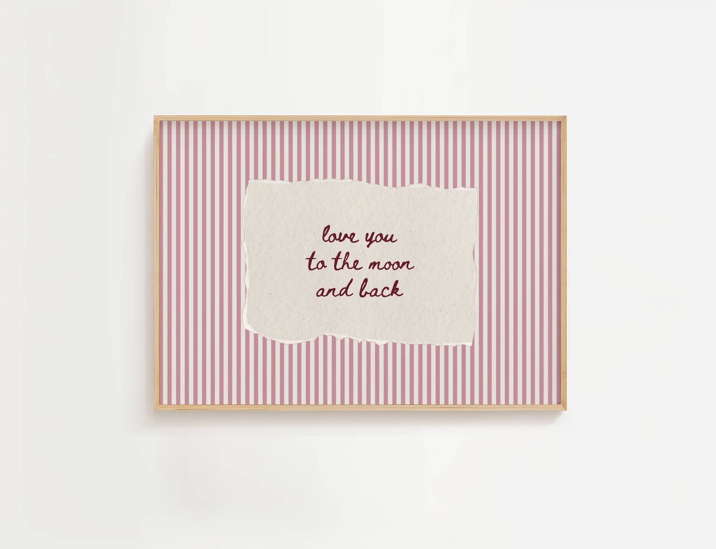 Love You to the Moon Vintage Stripe Print | Digital Download