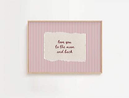 Love You to the Moon Vintage Stripe Print | Digital Download