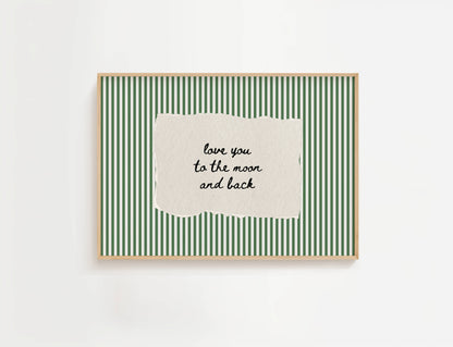 Love You to the Moon Vintage Stripe Print | Digital Download