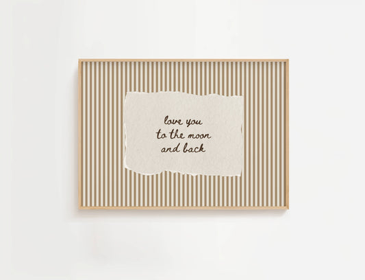 Love You to the Moon Vintage Stripe Print | Digital Download