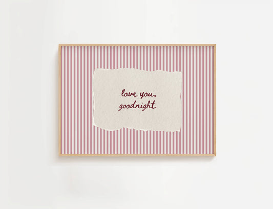 Love You Goodnight Vintage Stripe Print | Digital Download
