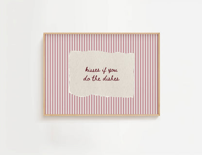 Kisses If You Do The Dishes Vintage Print | Digital Download