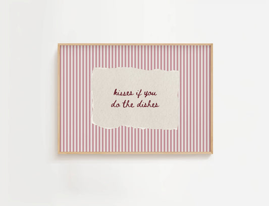 Kisses If You Do The Dishes Vintage Print | Digital Download