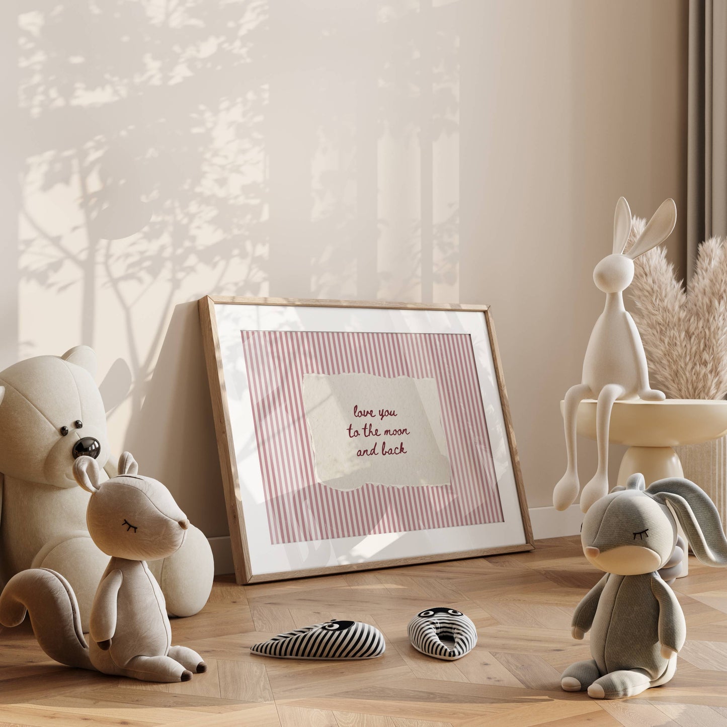 Love You to the Moon Vintage Stripe Print | Digital Download