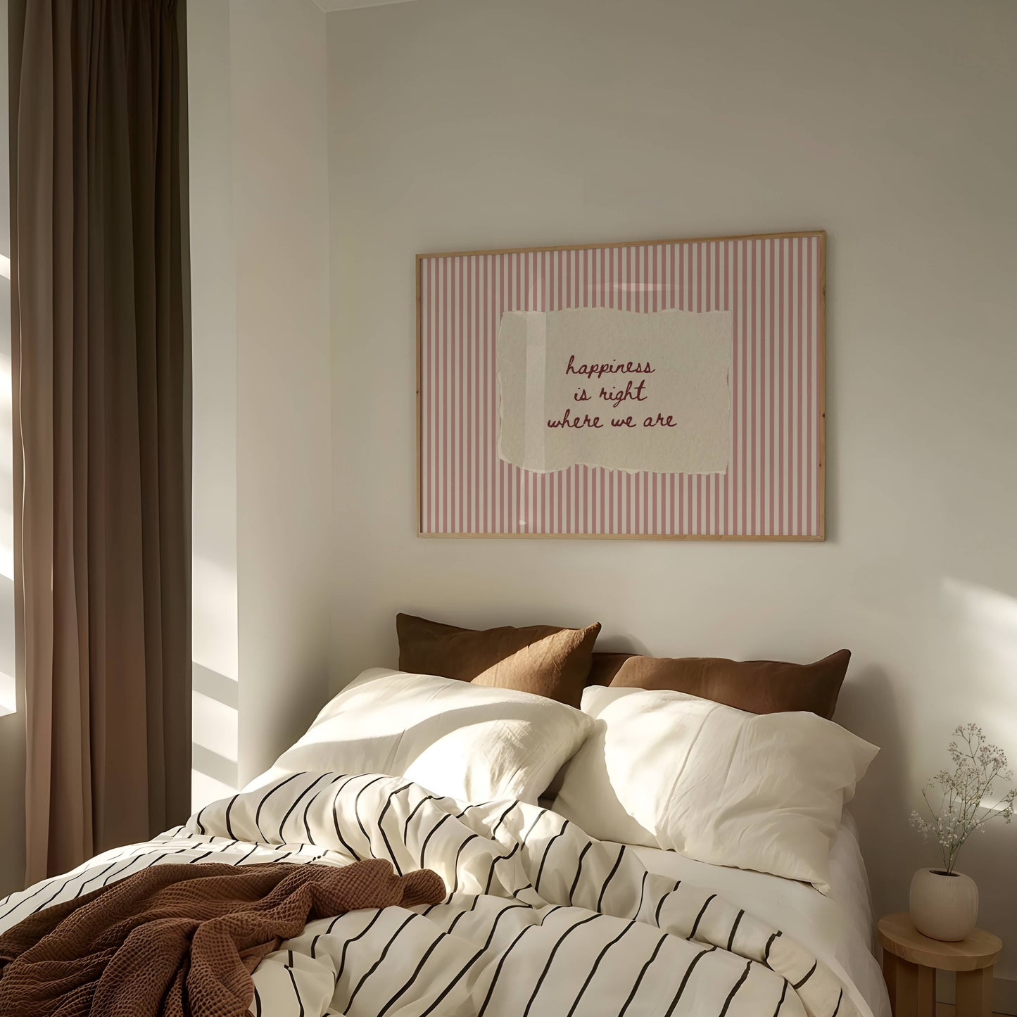 Happiness Is Right Where We Are Vintage Stripe Print | Digital Download