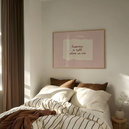 Happiness Is Right Where We Are Vintage Stripe Print | Digital Download