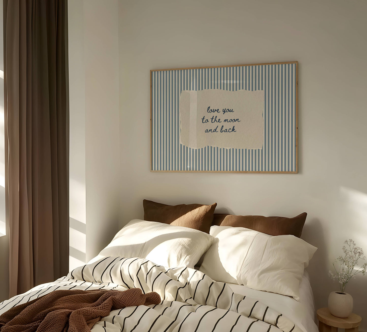 Love You to the Moon Vintage Stripe Print | Digital Download