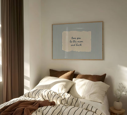 Love You to the Moon Vintage Stripe Print | Digital Download
