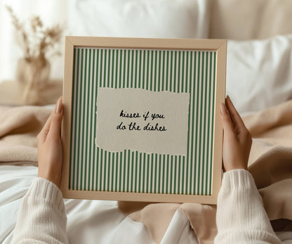 Kisses If You Do The Dishes Vintage Print | Digital Download